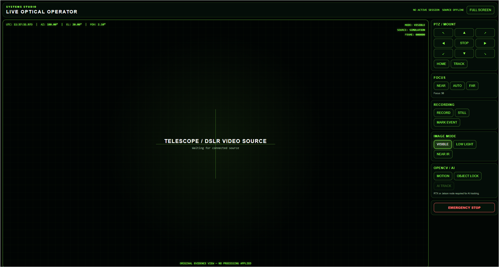 Signals Platform Live Optical Operator